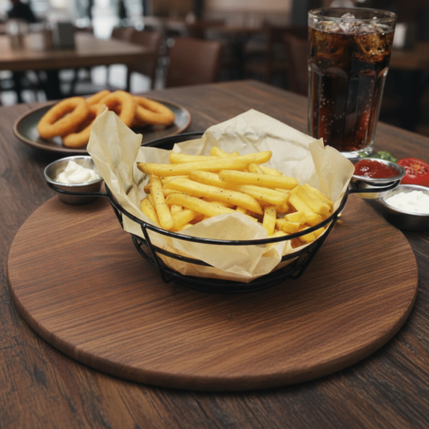 ÇETMAN METAL SOSLUKLU HAMBURGER VE PATATES KIZARTMASI SUNUM SEPETİ - 3