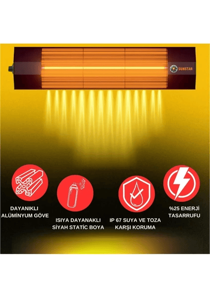 SUNSTAR HALOJEN SOBA İNFRARED ISITICI 1800W TERMOSTATLI - 3